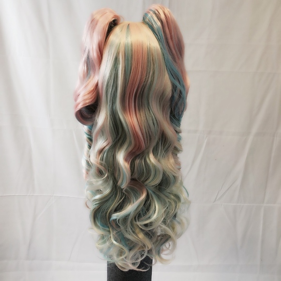 New pastel long pigtail wig curly cosplay anime main image 5